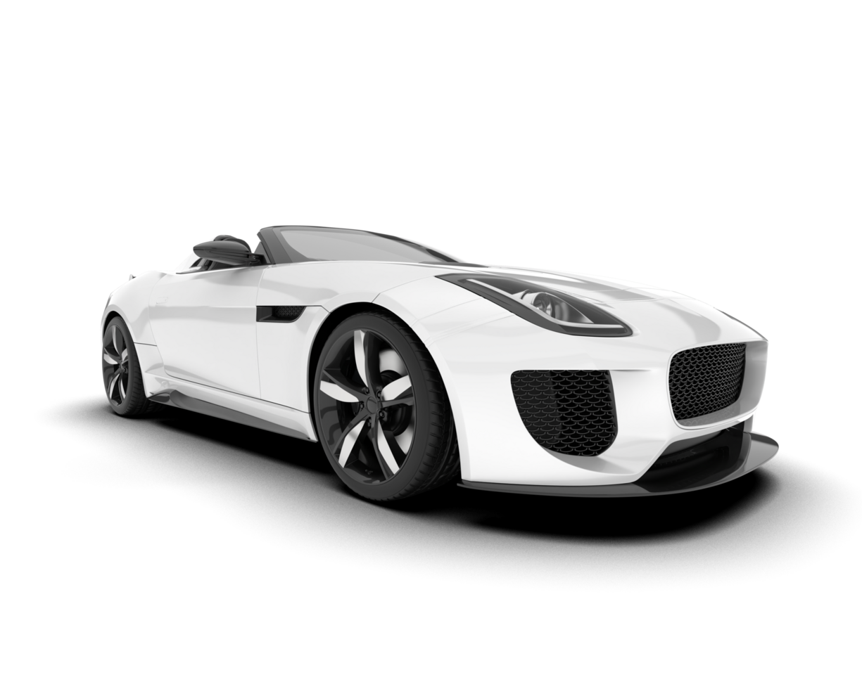 White sport car on transparent background. 3d rendering - illustration png