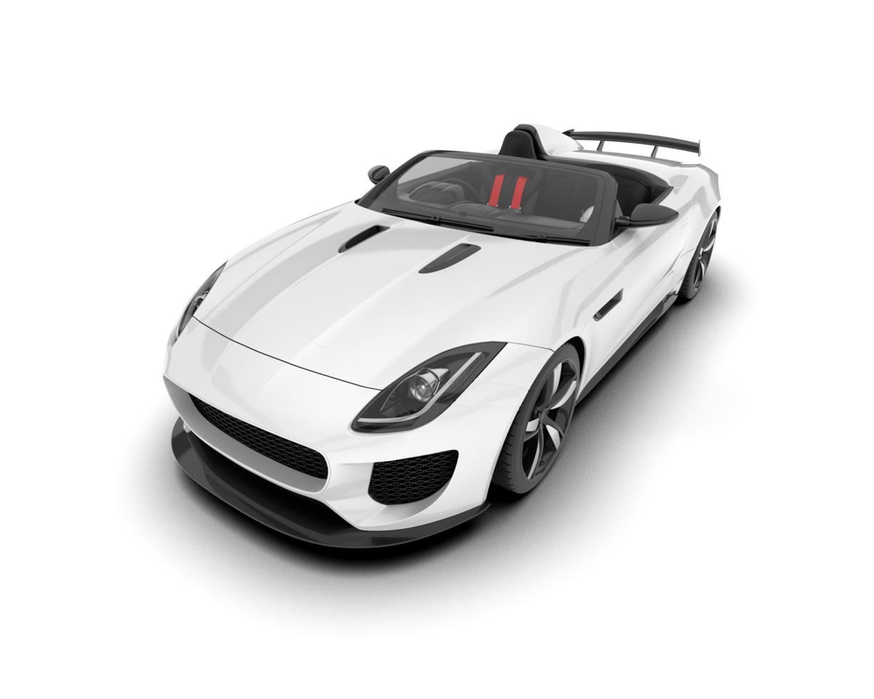 White sport car on transparent background. 3d rendering - illustration png