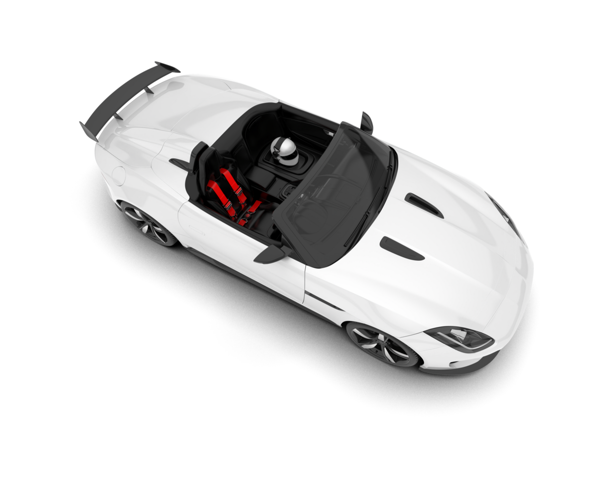 White sport car on transparent background. 3d rendering - illustration png