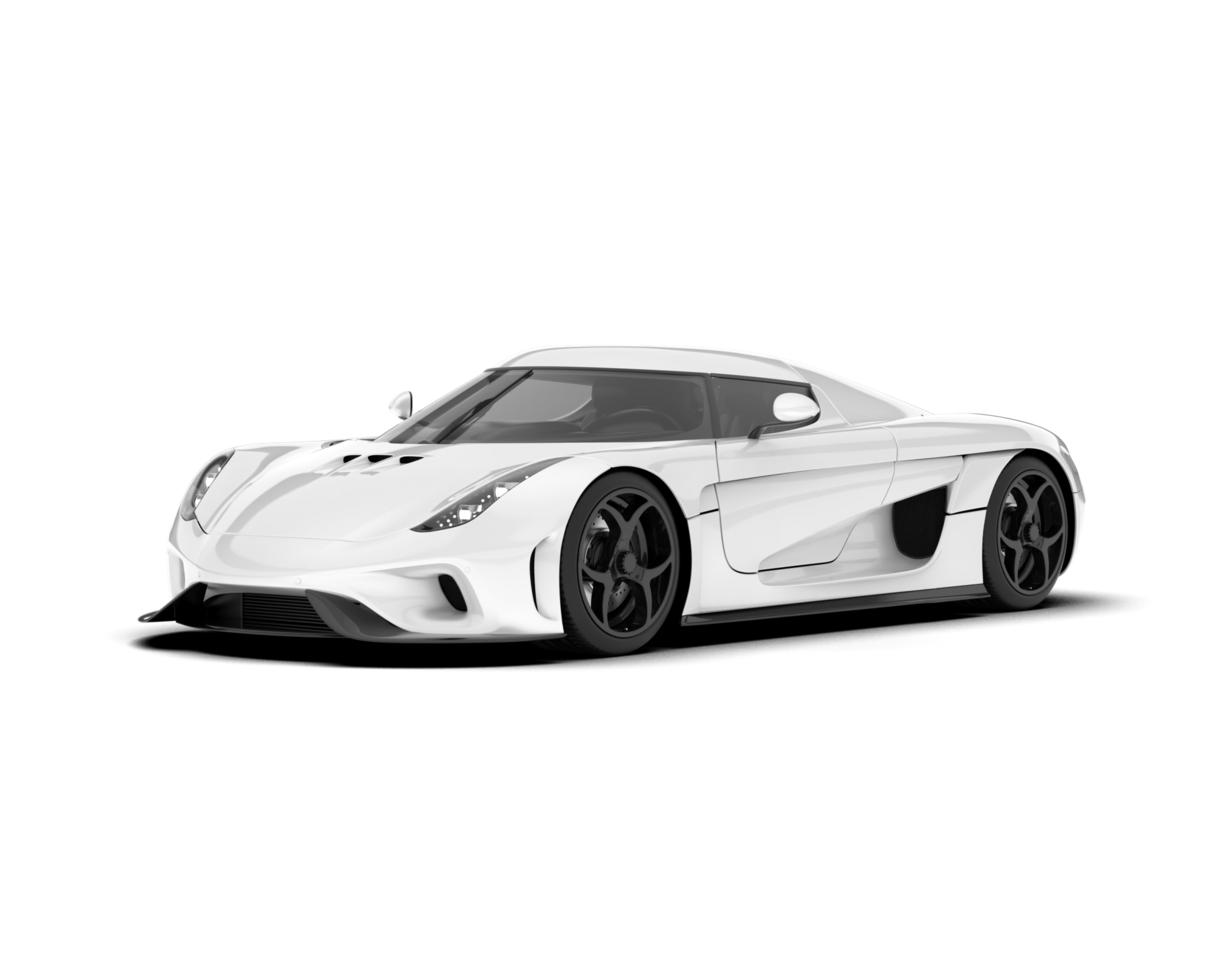 White sport car on transparent background. 3d rendering - illustration png