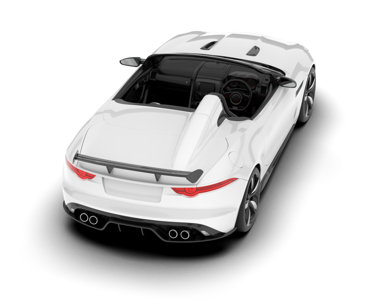 White sport car on transparent background. 3d rendering - illustration png