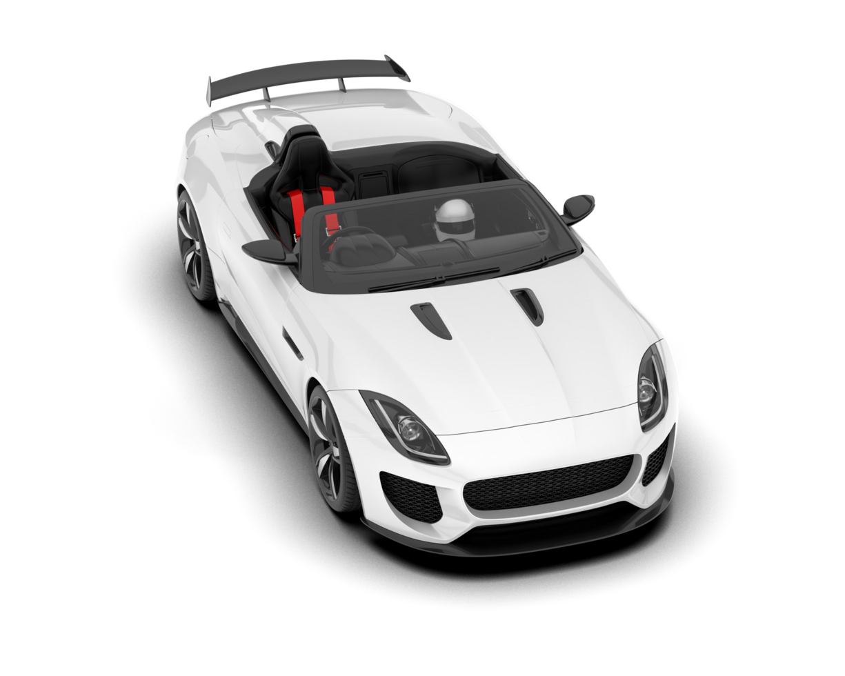 White sport car on transparent background. 3d rendering - illustration png