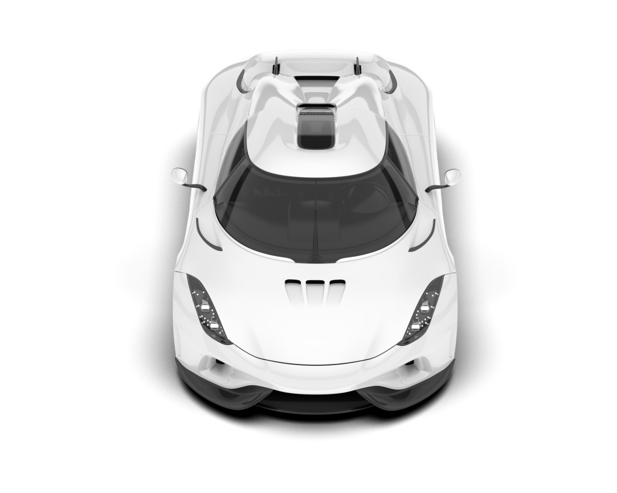 White sport car on transparent background. 3d rendering - illustration png