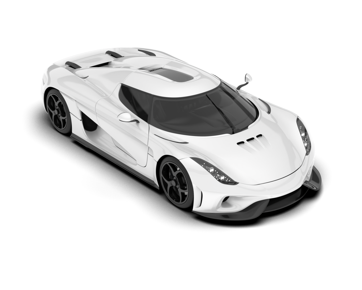White sport car on transparent background. 3d rendering - illustration png