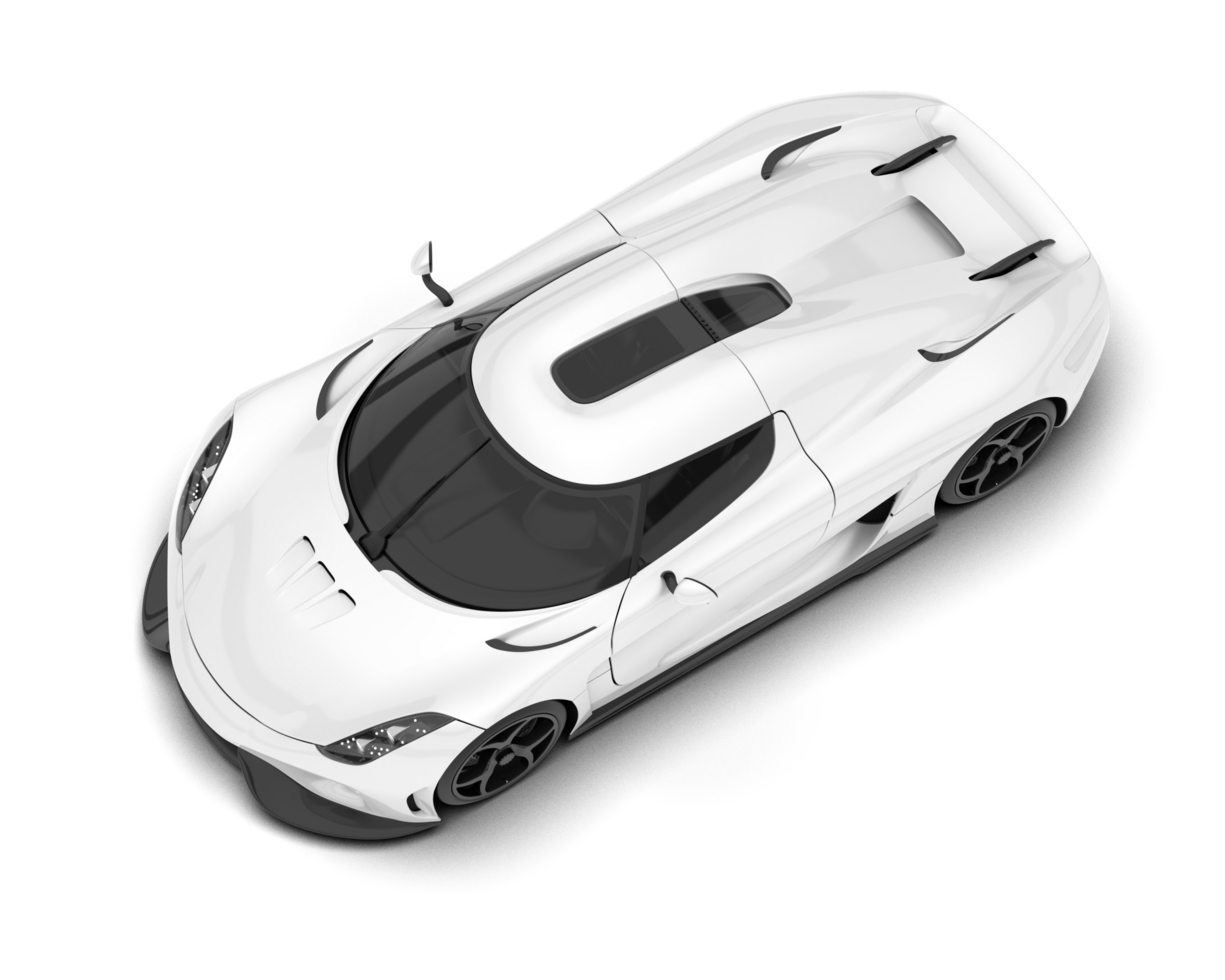 White sport car on transparent background. 3d rendering - illustration png