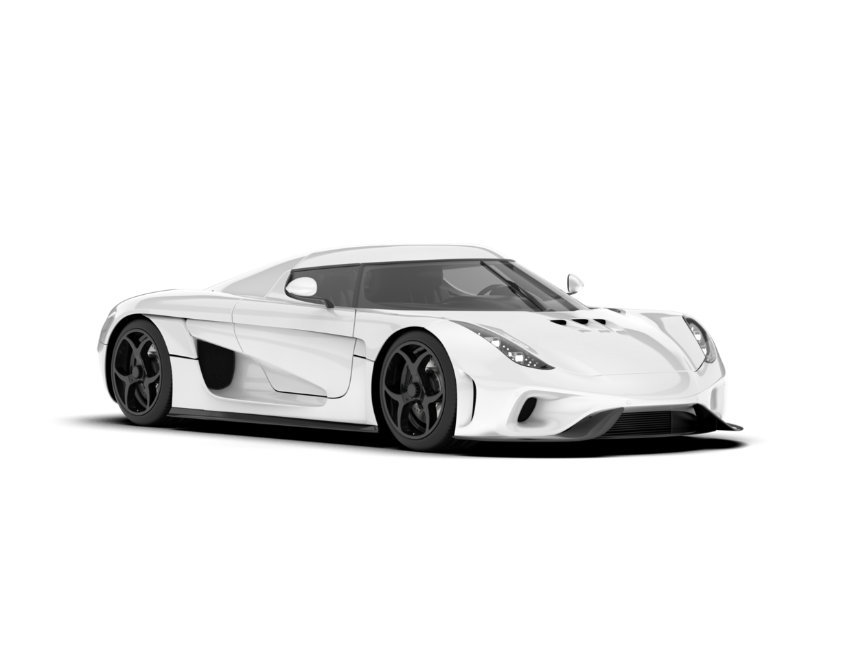 White sport car on transparent background. 3d rendering - illustration png
