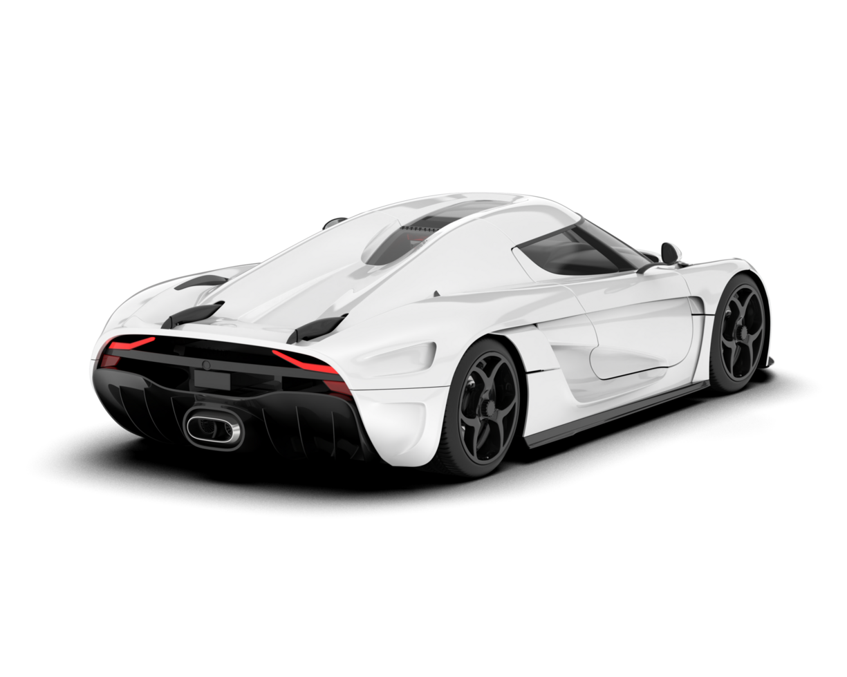 White sport car on transparent background. 3d rendering - illustration png