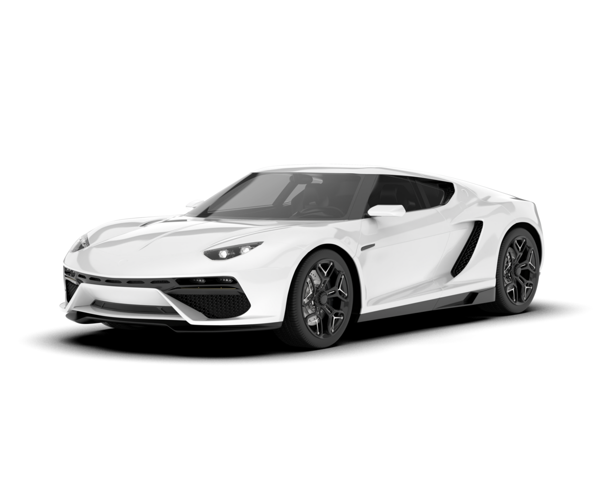 White sport car on transparent background. 3d rendering - illustration png