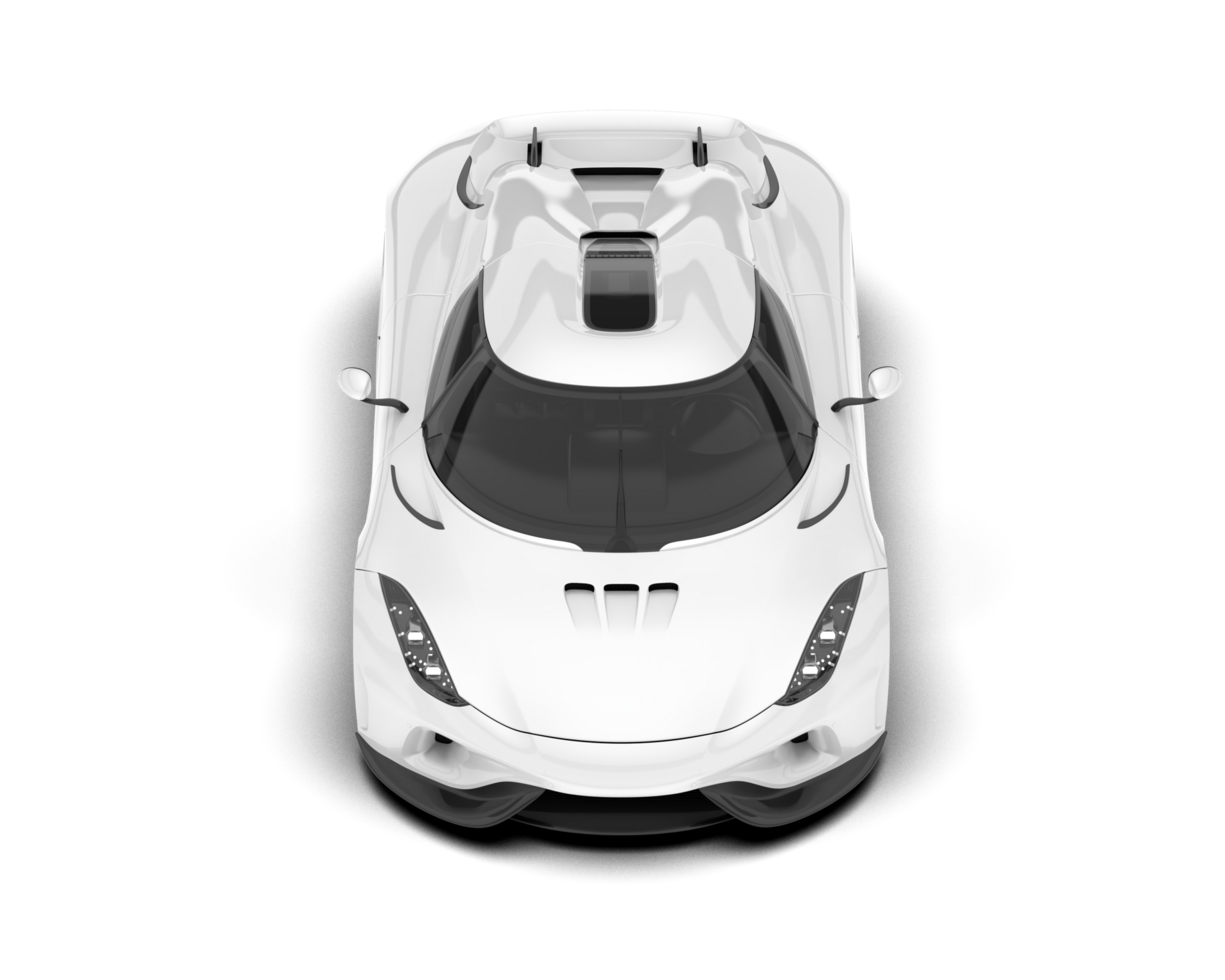 White sport car on transparent background. 3d rendering - illustration png