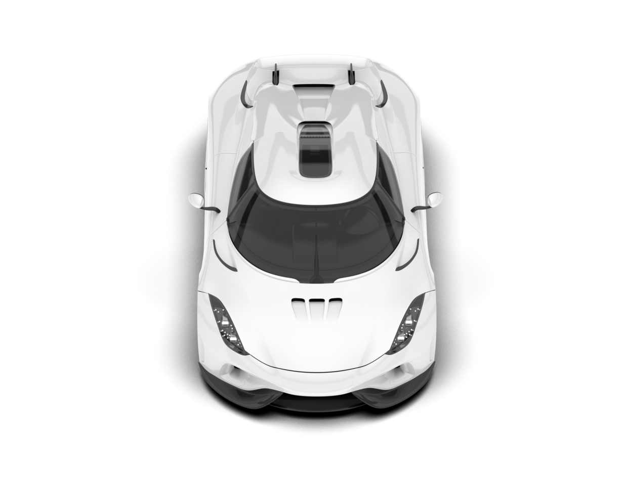 White sport car on transparent background. 3d rendering - illustration png
