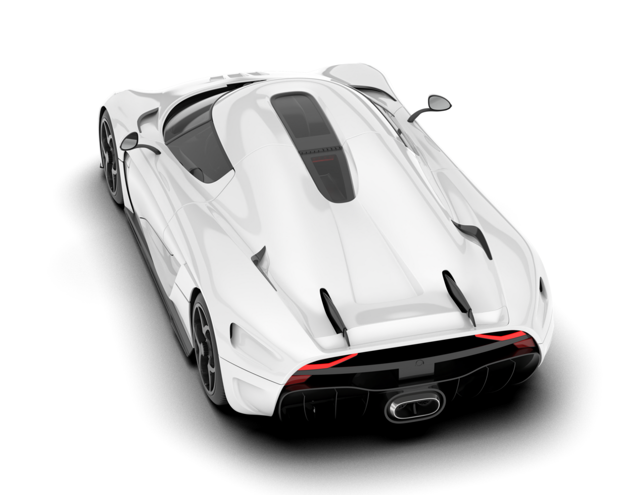 White sport car on transparent background. 3d rendering - illustration png