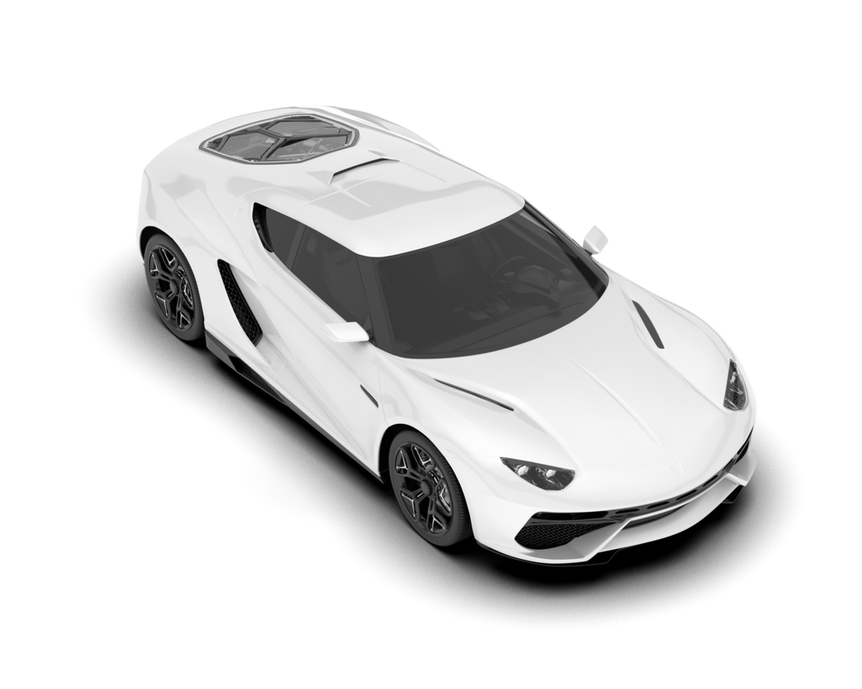 White sport car on transparent background. 3d rendering - illustration png