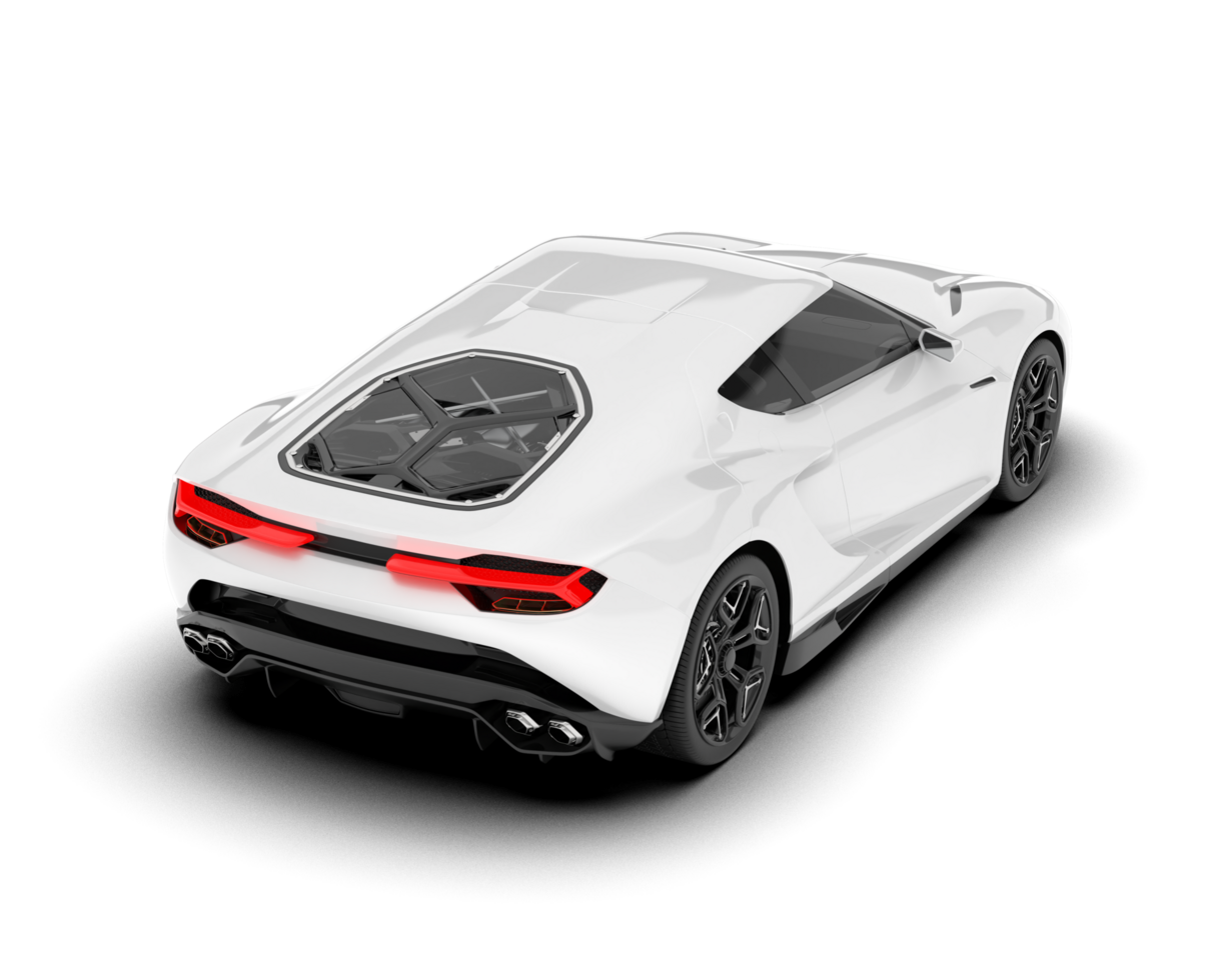 White sport car on transparent background. 3d rendering - illustration png