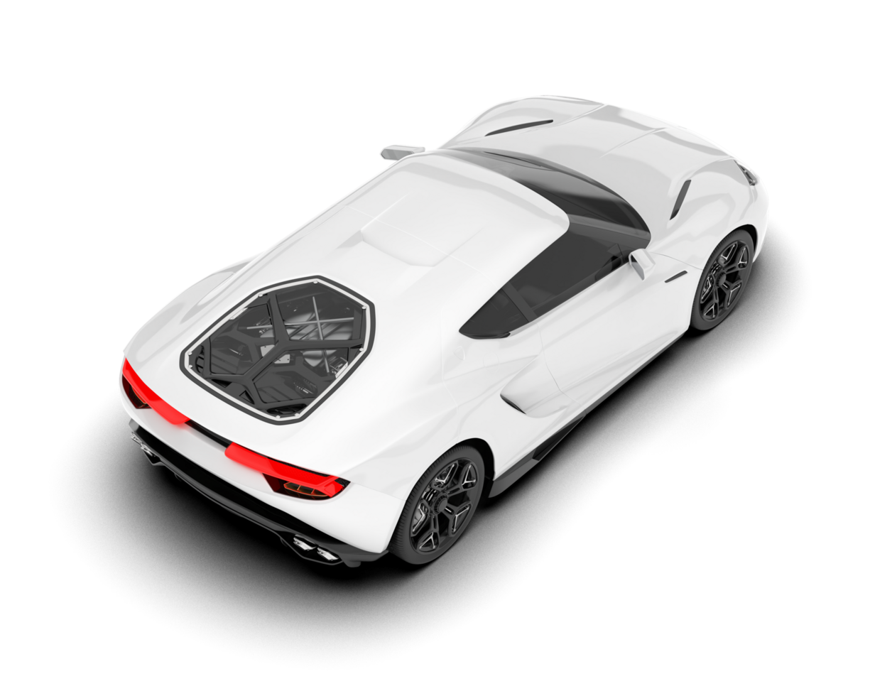 White sport car on transparent background. 3d rendering - illustration png