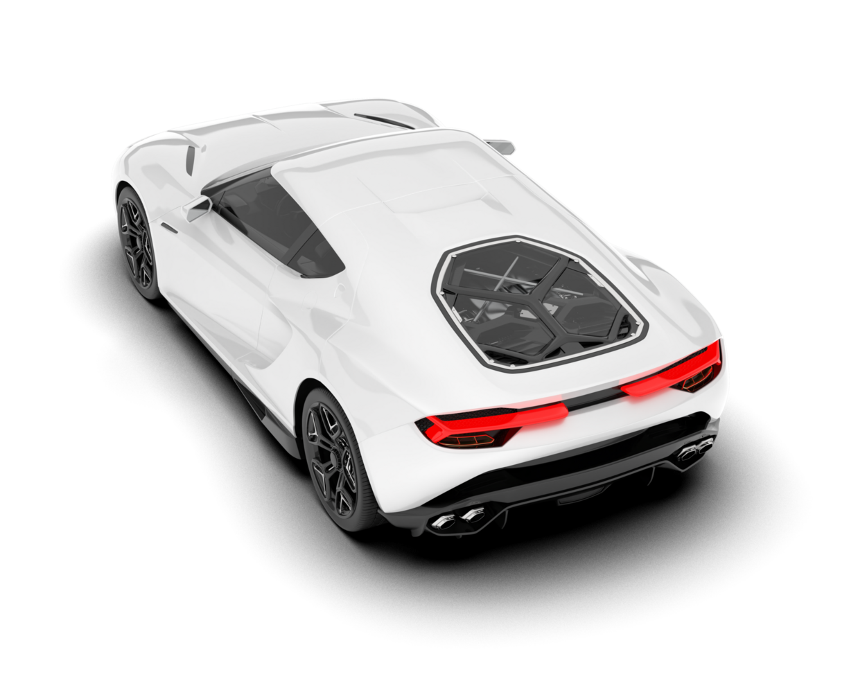 White sport car on transparent background. 3d rendering - illustration png
