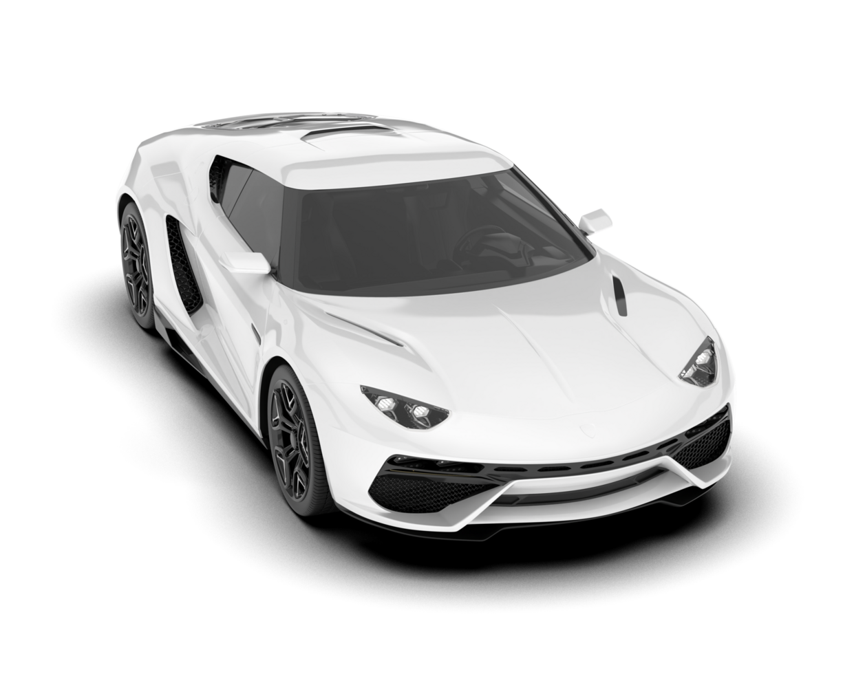 White sport car on transparent background. 3d rendering - illustration png