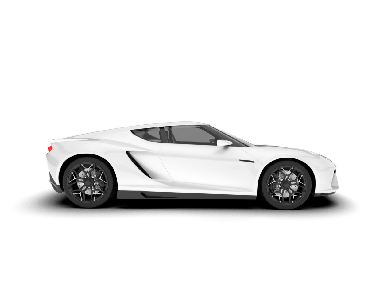 White sport car on transparent background. 3d rendering - illustration png