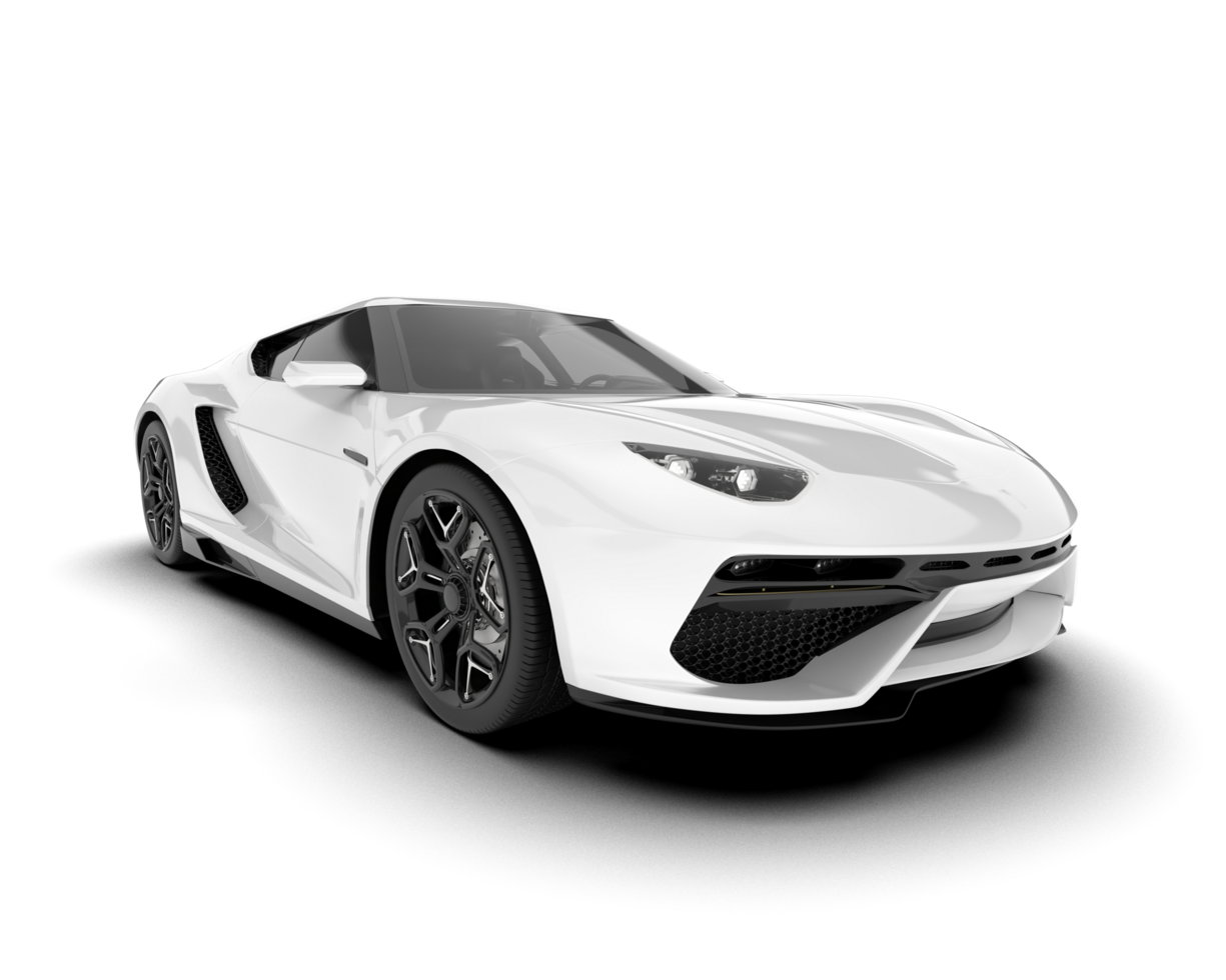 White sport car on transparent background. 3d rendering - illustration png
