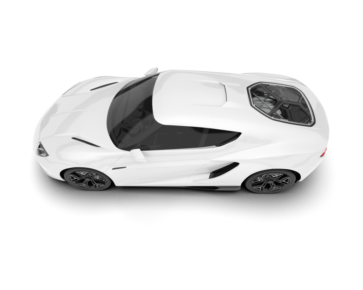 White sport car on transparent background. 3d rendering - illustration png