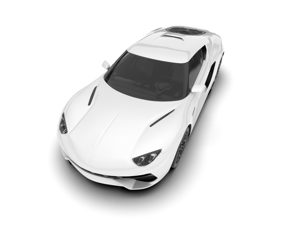 White sport car on transparent background. 3d rendering - illustration png