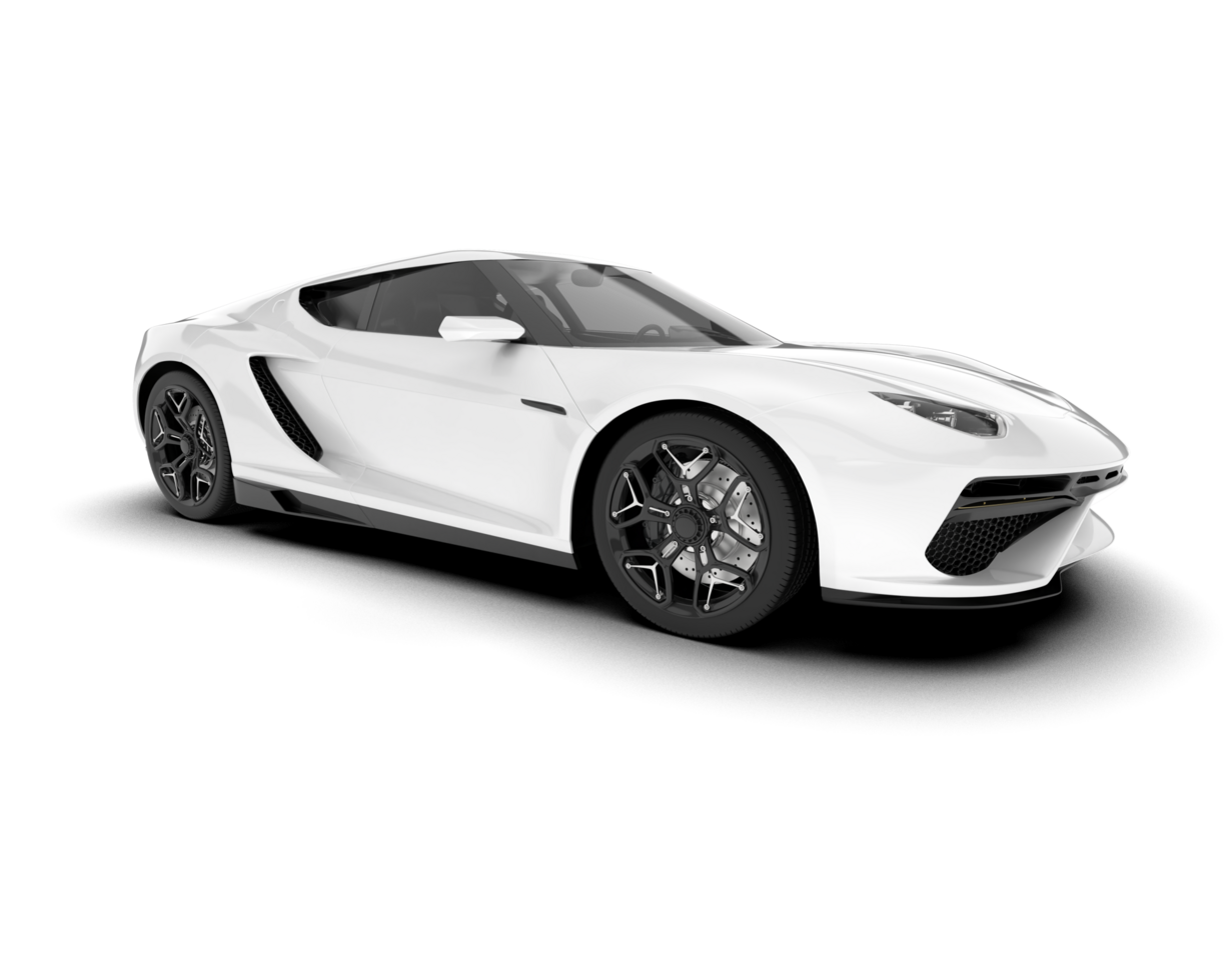 White sport car on transparent background. 3d rendering - illustration png