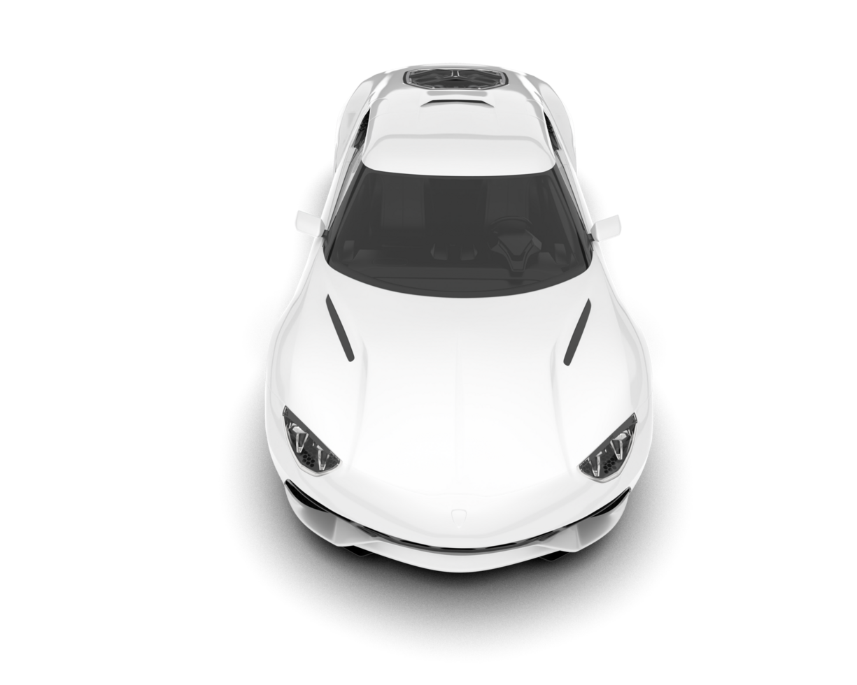 White sport car on transparent background. 3d rendering - illustration png