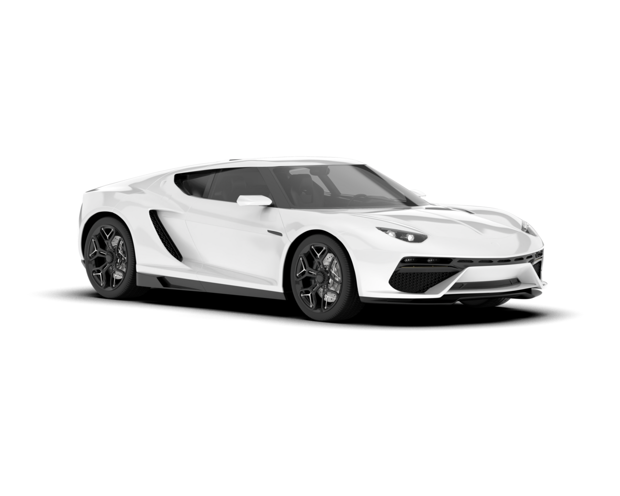 White sport car on transparent background. 3d rendering - illustration png