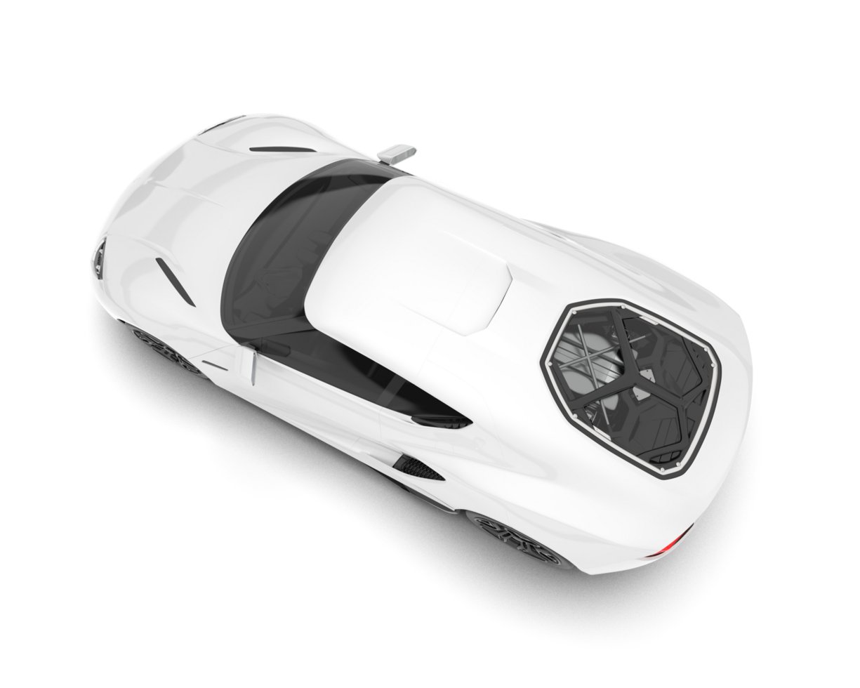 White sport car on transparent background. 3d rendering - illustration png