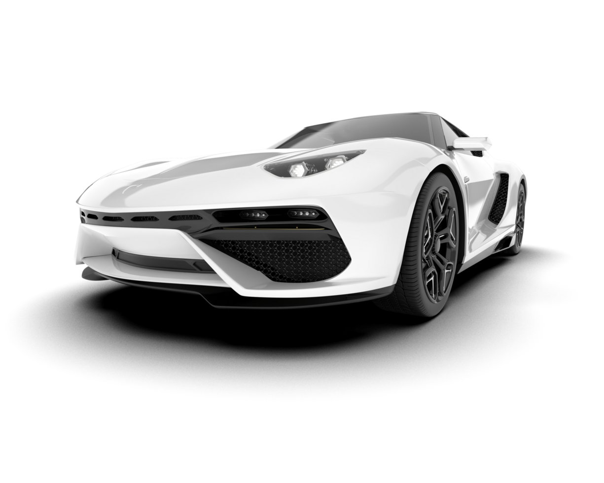 White sport car on transparent background. 3d rendering - illustration png