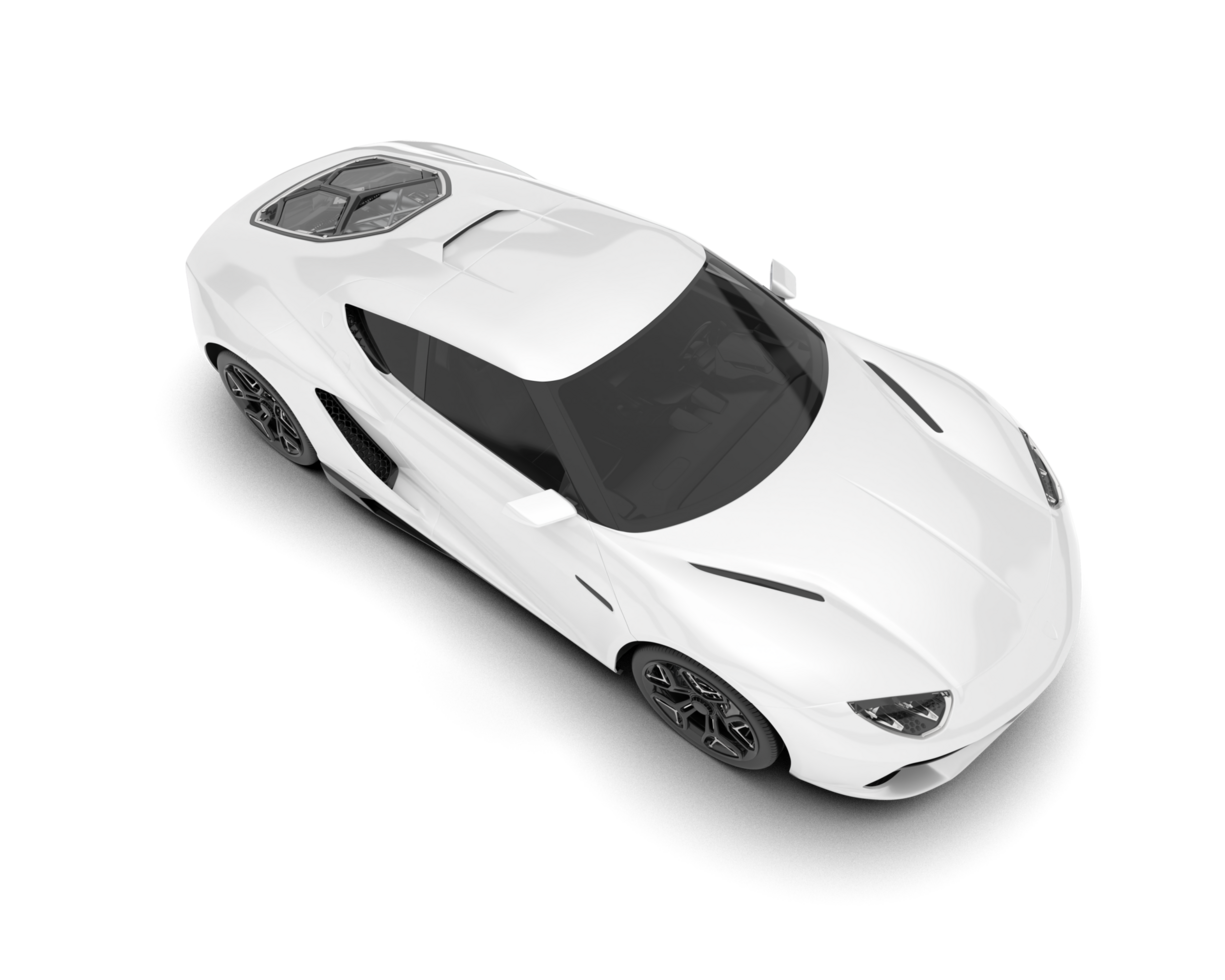 White sport car on transparent background. 3d rendering - illustration png