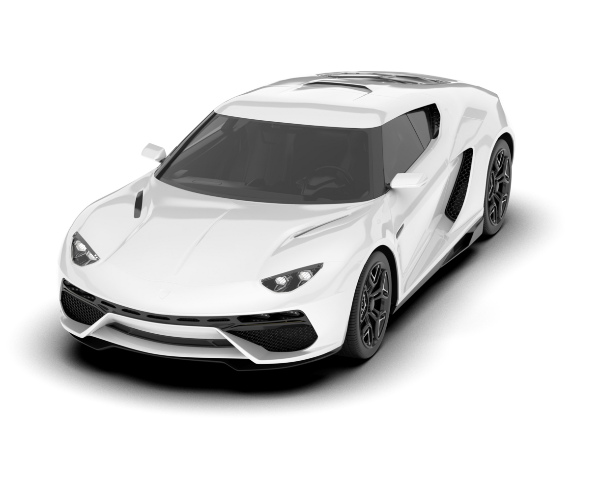 White sport car on transparent background. 3d rendering - illustration png