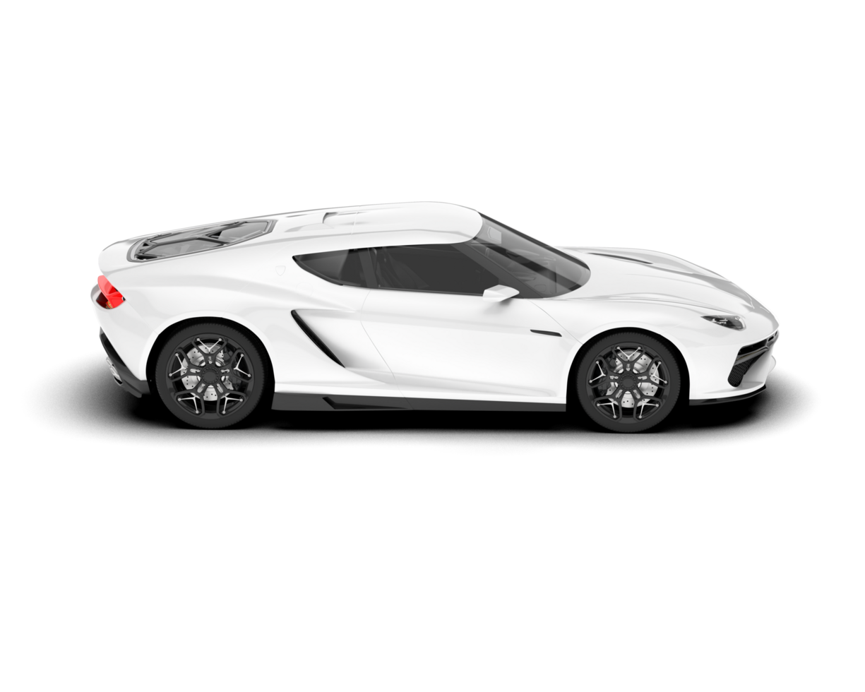 White sport car on transparent background. 3d rendering - illustration png