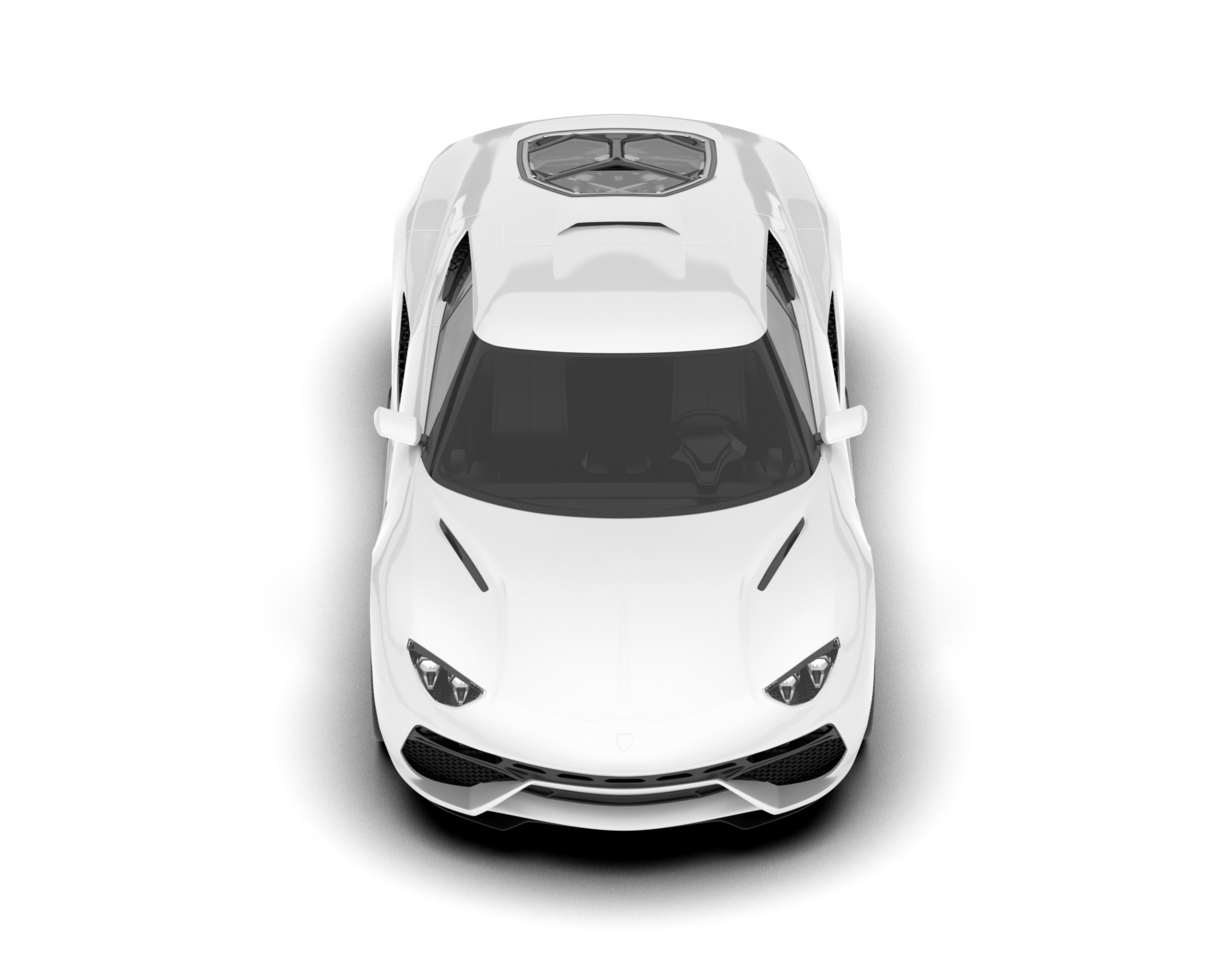 White sport car on transparent background. 3d rendering - illustration png