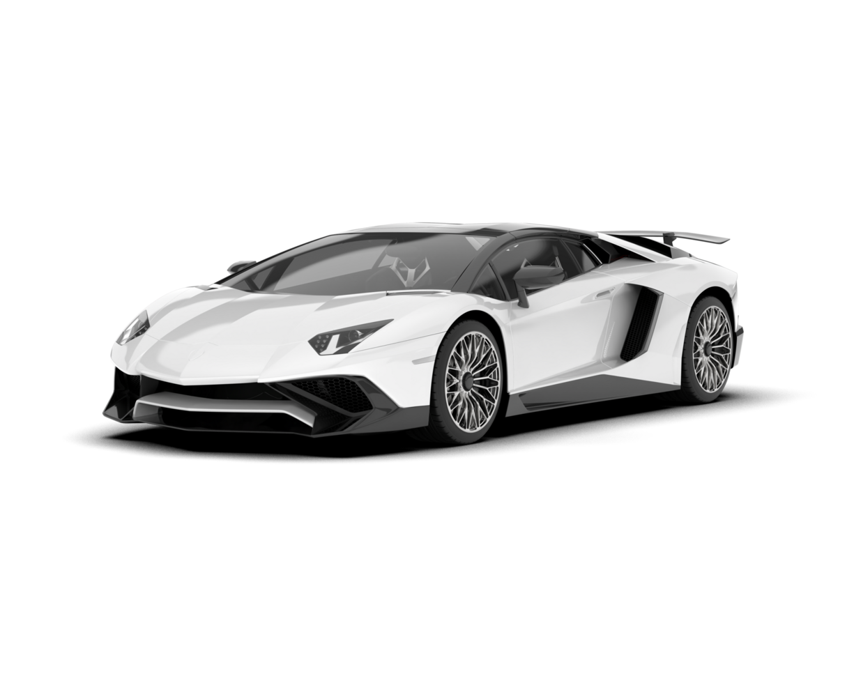 White sport car on transparent background. 3d rendering - illustration png