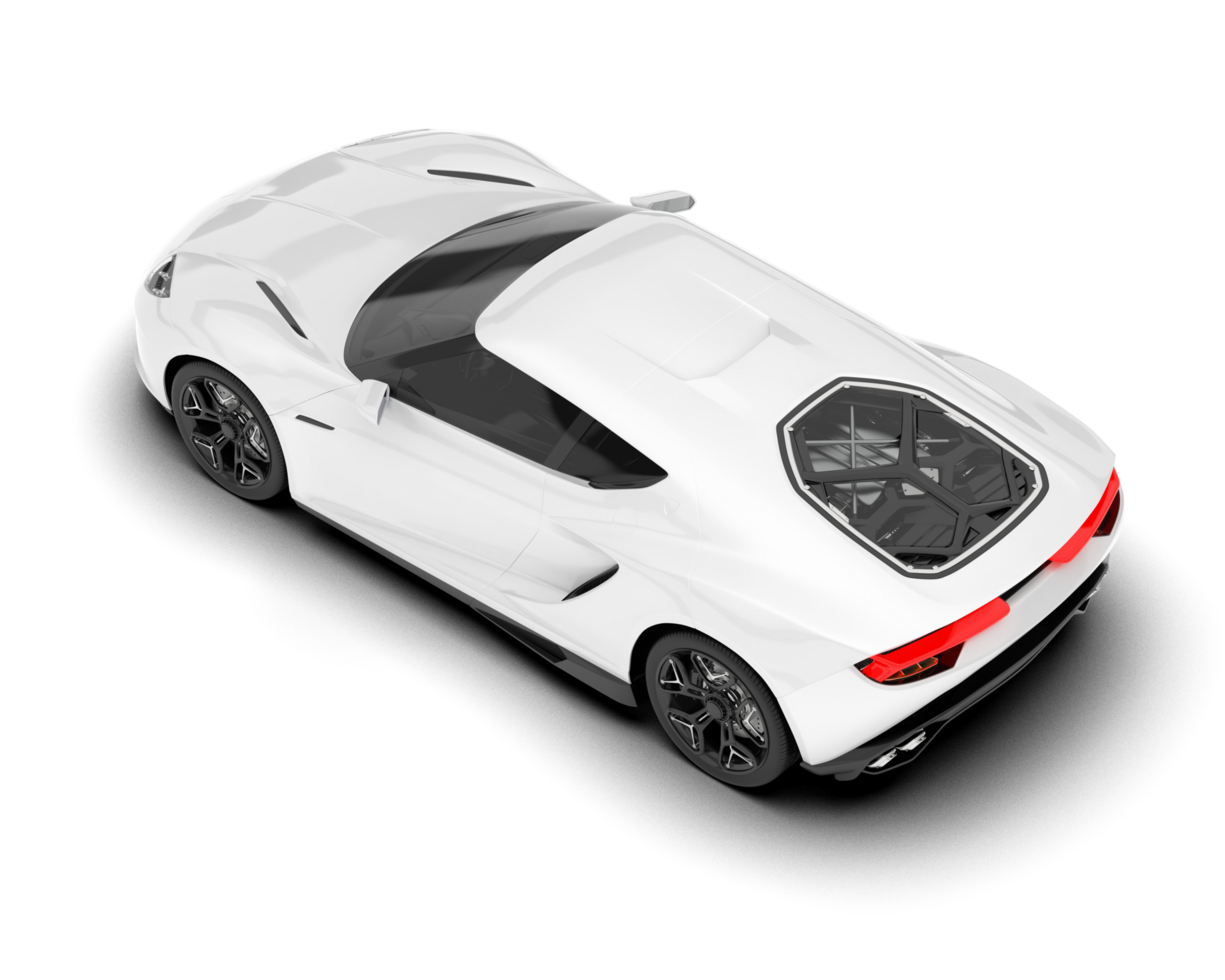 White sport car on transparent background. 3d rendering - illustration png