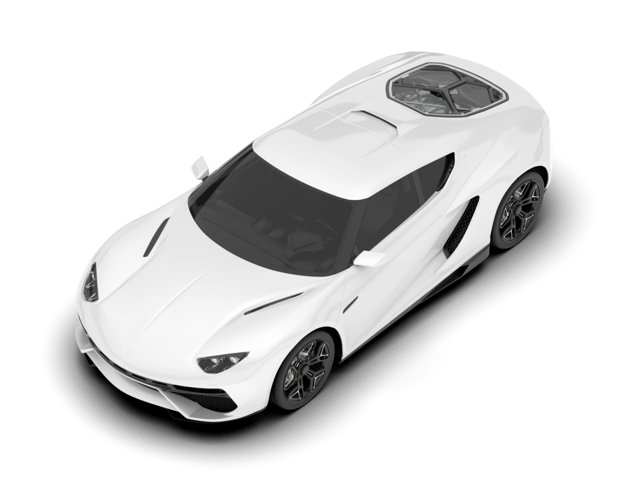 White sport car on transparent background. 3d rendering - illustration png