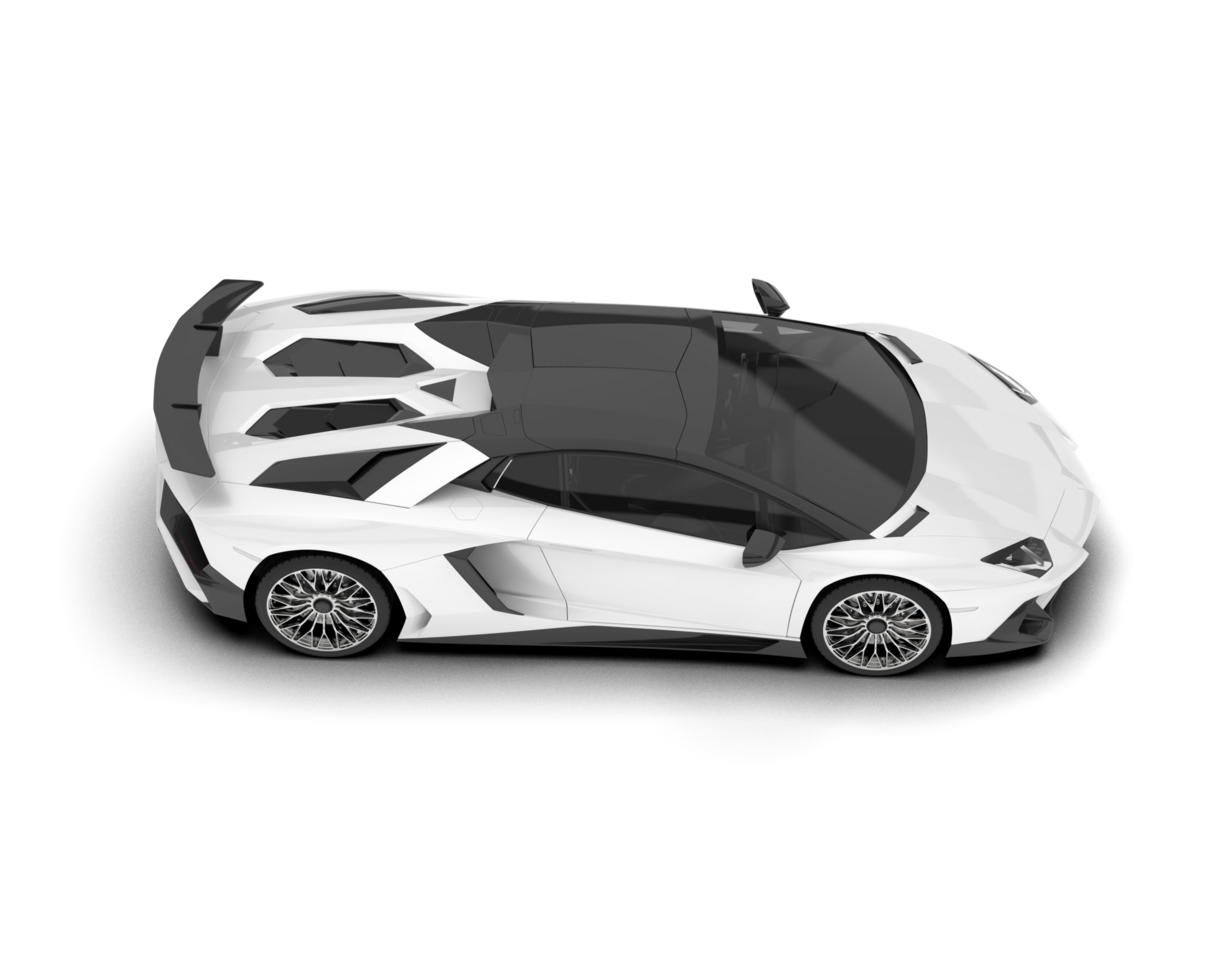White sport car on transparent background. 3d rendering - illustration png