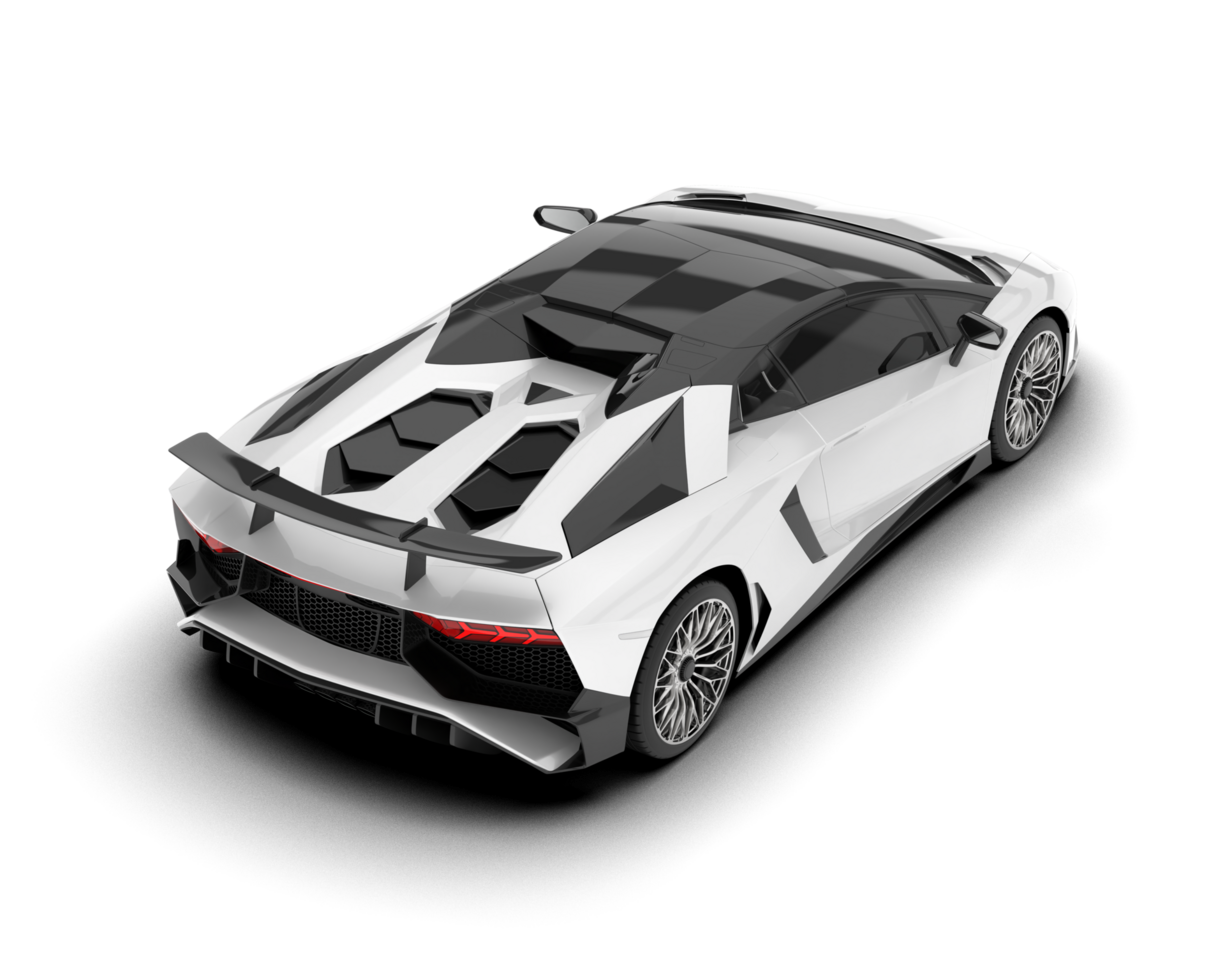 White sport car on transparent background. 3d rendering - illustration png