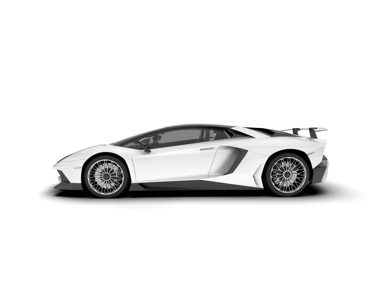 White sport car on transparent background. 3d rendering - illustration png
