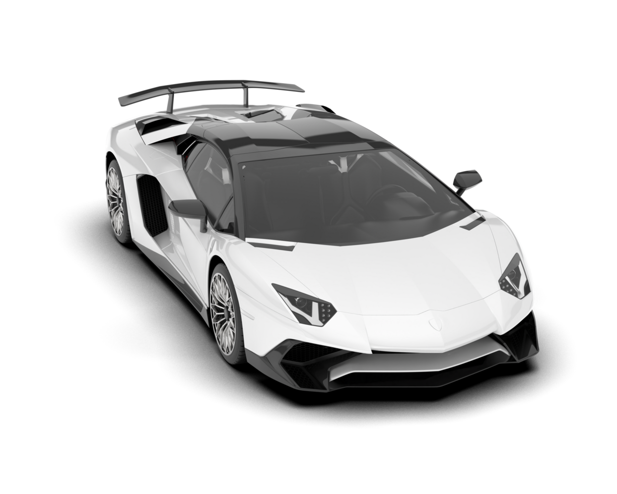 White sport car on transparent background. 3d rendering - illustration png