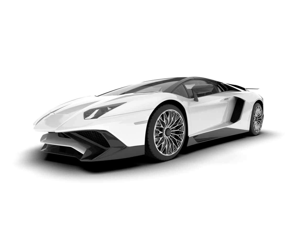White sport car on transparent background. 3d rendering - illustration png