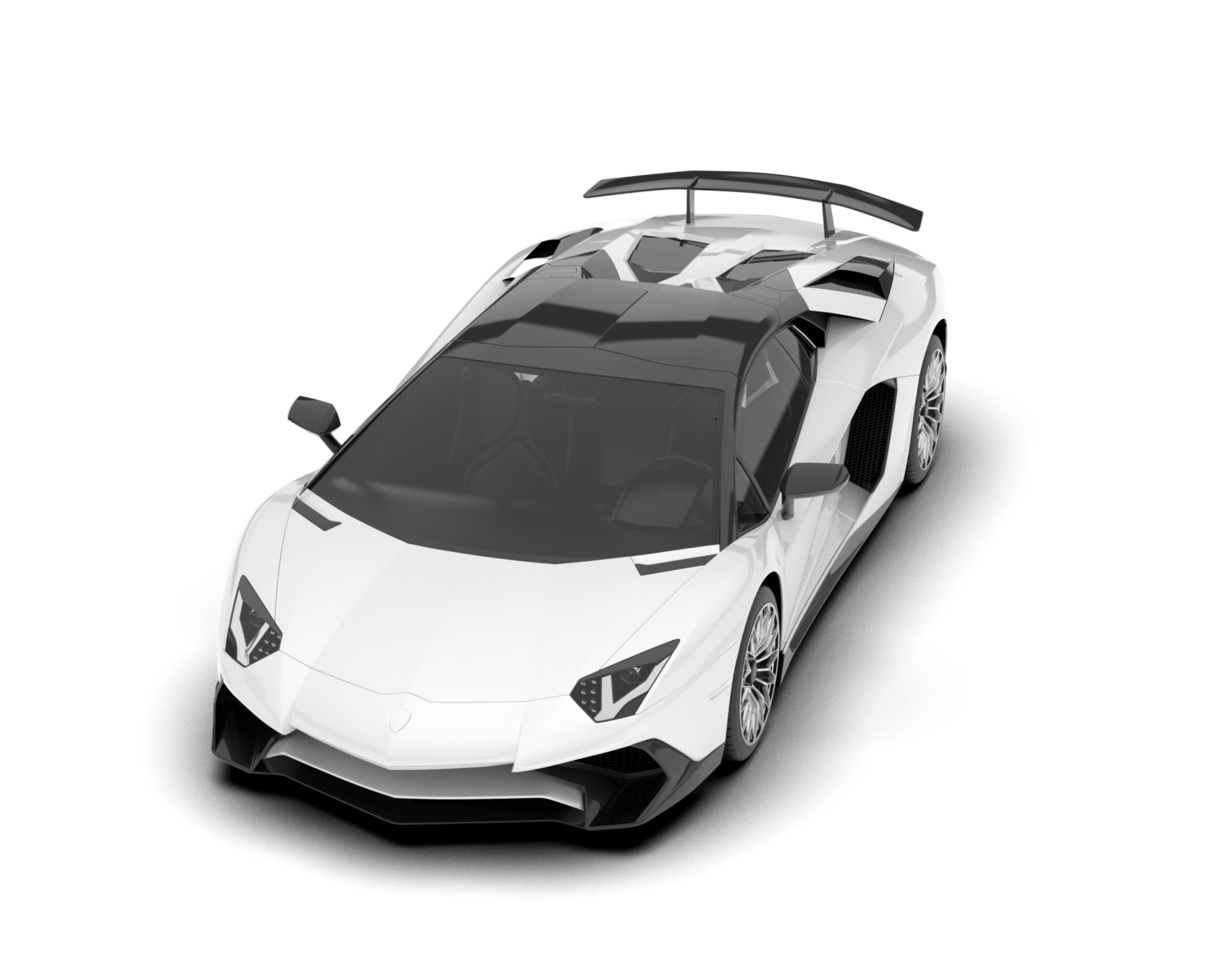 White sport car on transparent background. 3d rendering - illustration png