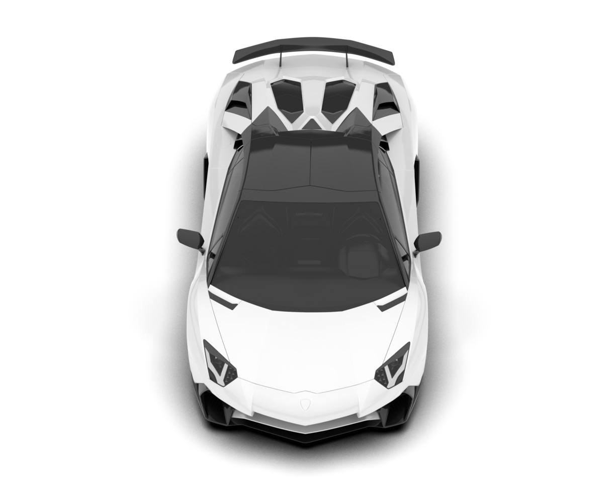 White sport car on transparent background. 3d rendering - illustration png