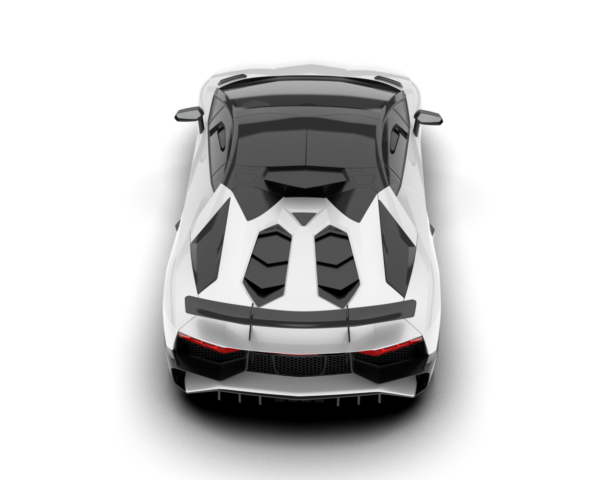 White sport car on transparent background. 3d rendering - illustration png