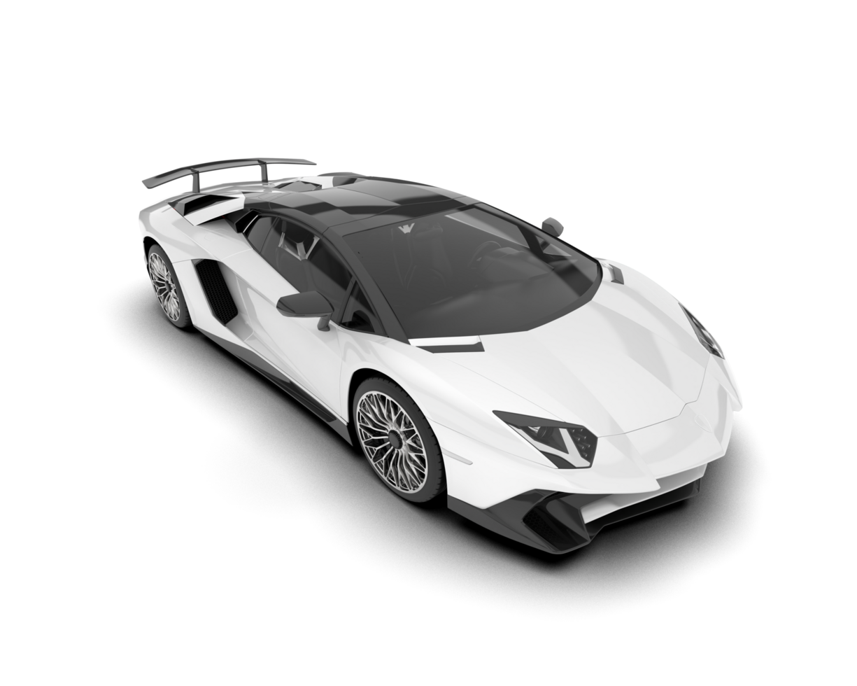 White sport car on transparent background. 3d rendering - illustration png