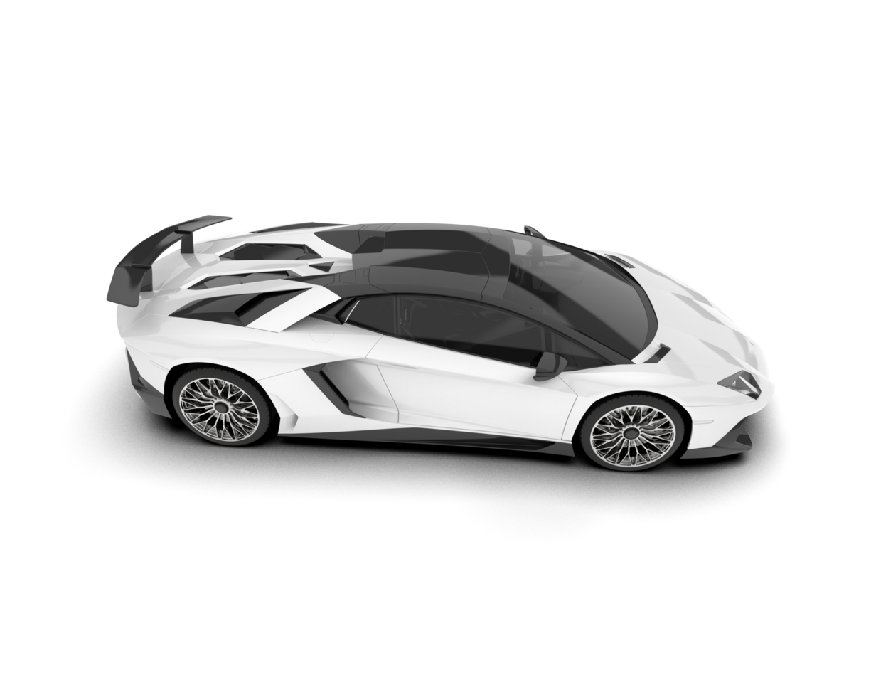 White sport car on transparent background. 3d rendering - illustration png