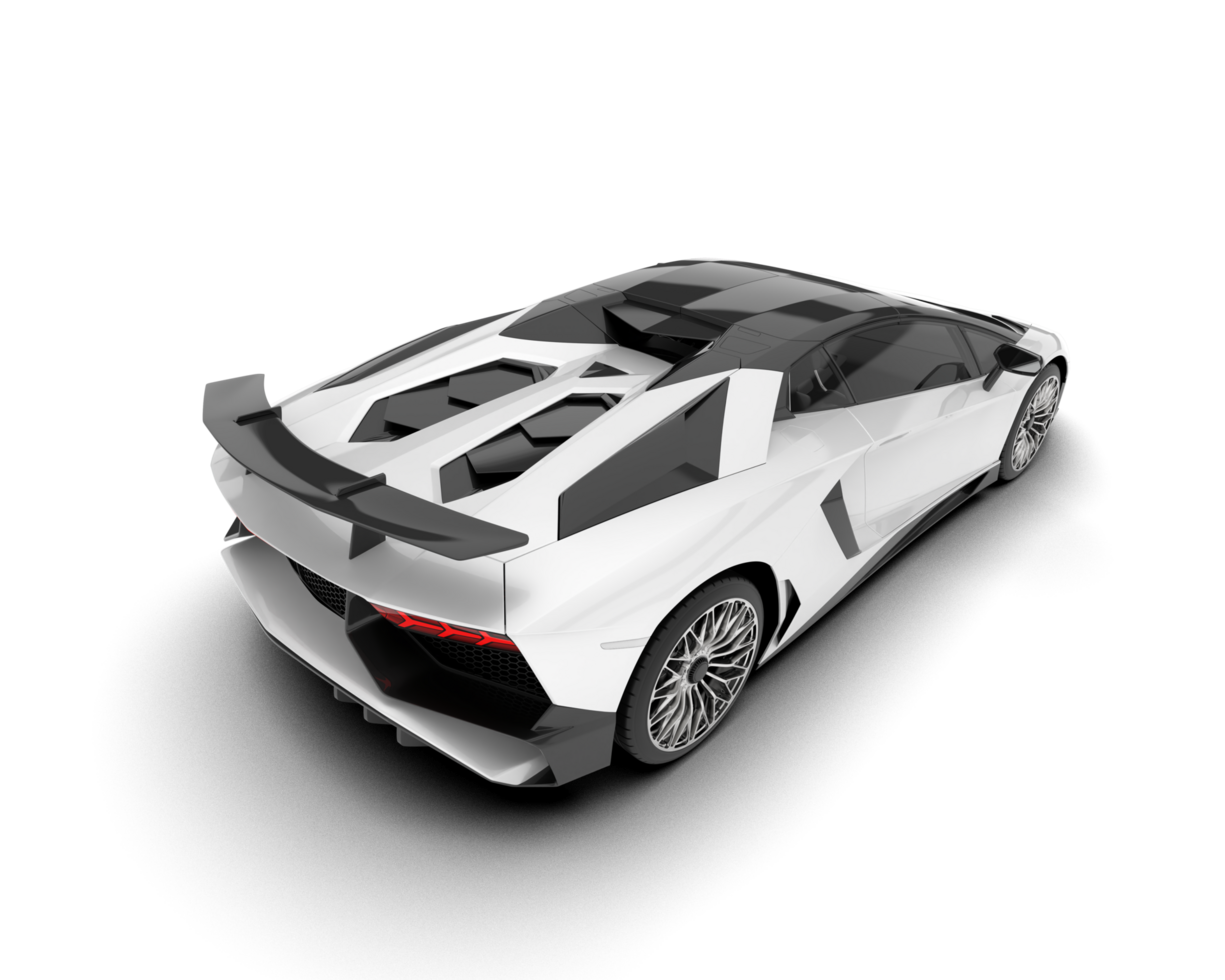 White sport car on transparent background. 3d rendering - illustration png