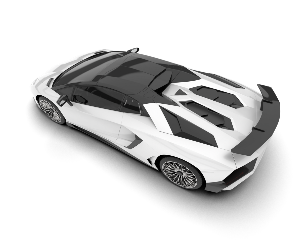 White sport car on transparent background. 3d rendering - illustration png
