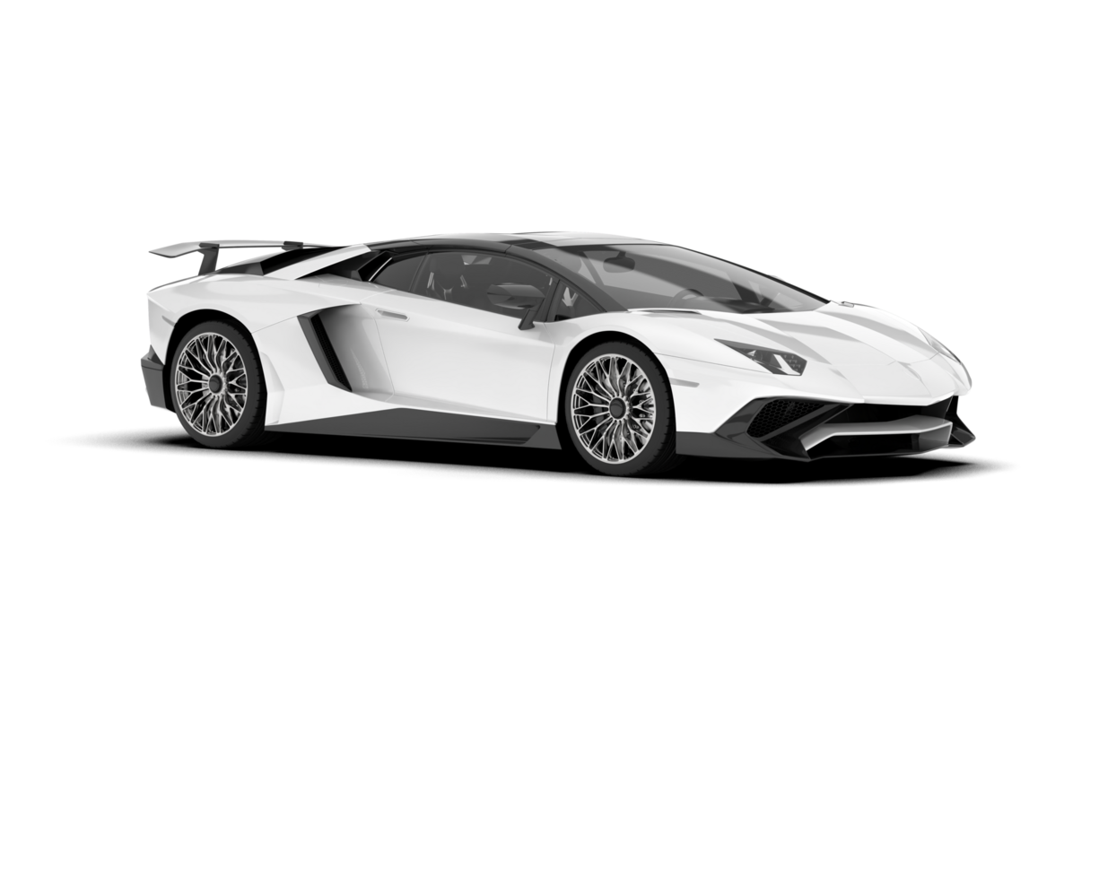 White sport car on transparent background. 3d rendering - illustration png