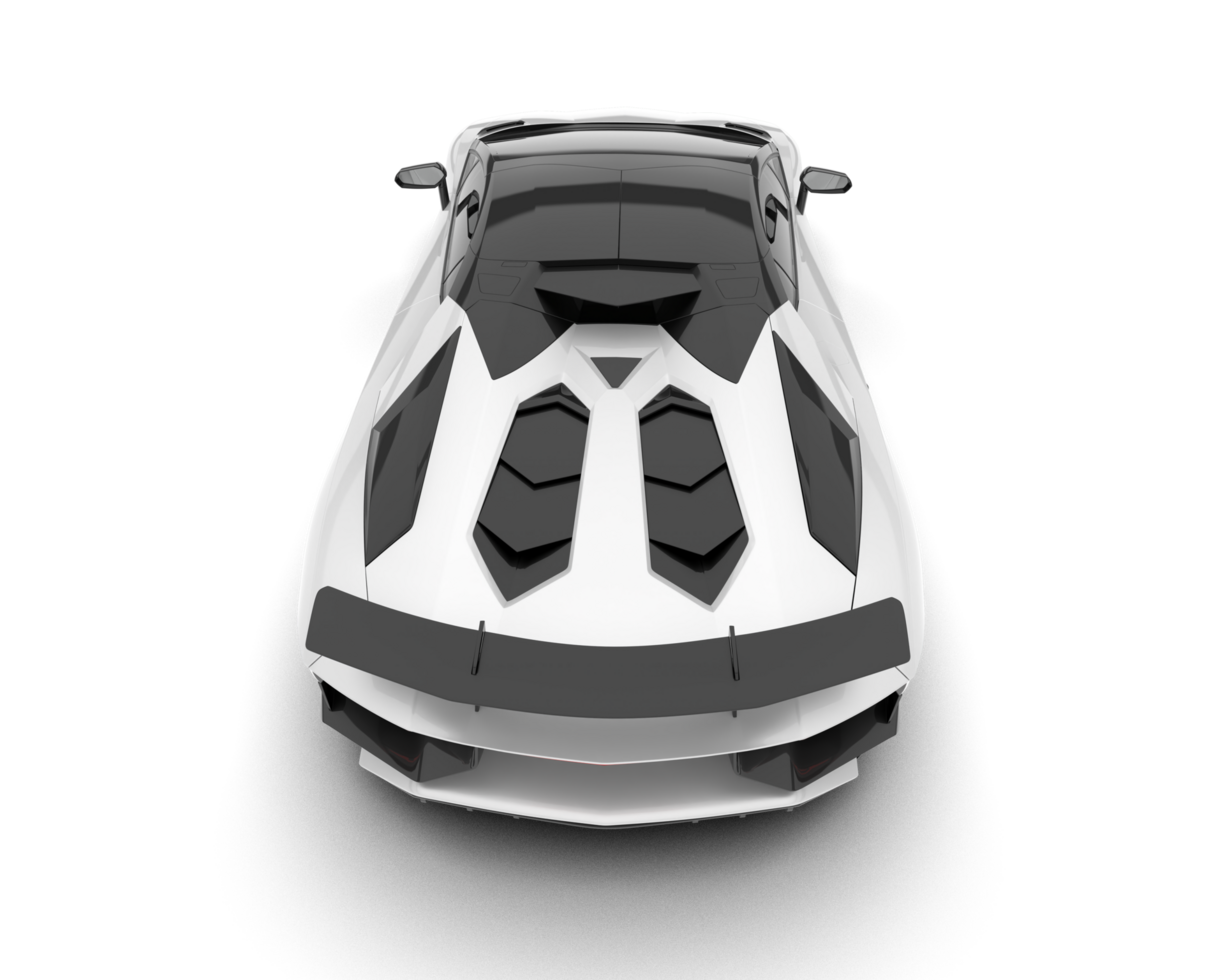 White sport car on transparent background. 3d rendering - illustration png